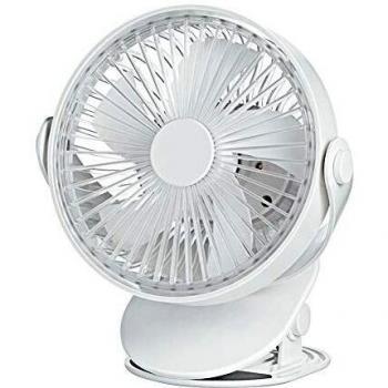 EXTSUD Mini Ventilador con Clip, Ventilador de Mesa USB, Ventilador Recargable con Luz Nocturna, Ideal para Oficina, Cochecito, Escritorio, Camping