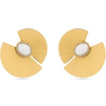 Pendientes de Perla Blanca Luxenter Africa Basic bañados en oro amarillo de 18K