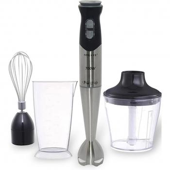 Batidora Robot de Cocina de Mano 4 en 1, 700W, Multifuncional: Mezclar, Triturar y Batir, Doble Control de Velocidad, Diseño Ergonómico Plata