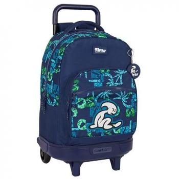 Mochila Grande con Ruedas Extraíble El Niño Glassy 33x22x45 cm, Escolar, Ideal para Niños y Niñas, Color Azul Marino