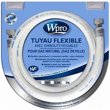 Manguera de Gas Natural WPRO TNV 150 - Acero Inoxidable, Raccord Rotativo 360°, Duración Ilimitada, 1.5m