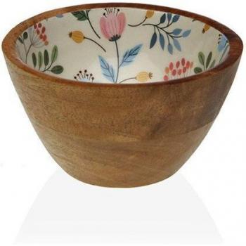 Bol Versa Flores Bambú Porcelana Madera de mango 13 x 7 x 13 cm