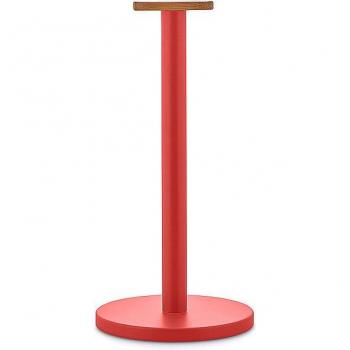 Portarotolo de Cocina Mattina - Diseño en Acero Colorido con Resina Epóxica y Pomo de Madera de Bambú, Rojo