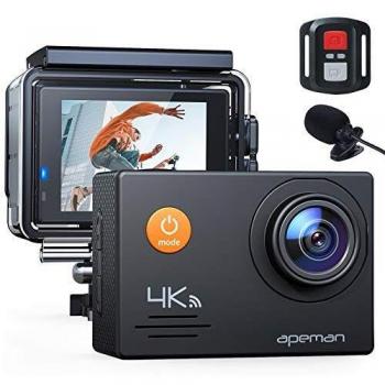 APEMAN Cámara Deportiva A79, 4K Wi-Fi 20MP Cámara de Accion Sumergible Acuatica de 40M con Micrófono Externo y Control Remoto, Funciones Anti-Shaking y Slow Motion