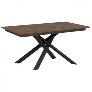 Mesa extensible Ganty 90x160/220 cm efecto madera nogal con estructura de hierro antracita