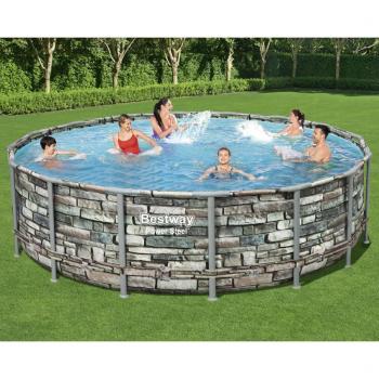 Set de Piscina Elevada Bestway Power Steel 488x122 cm con Estructura de Acero