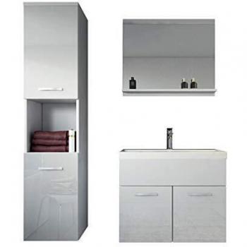 Conjunto de Muebles de Baño Montreal 60 cm - Blanco Brillante, Armario y Lavabo
