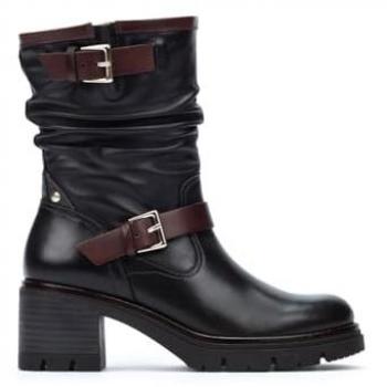 Pikolinos Soria W0B Leather Women's Heels Boots - Colour: Black