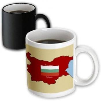3dRose mug_37580_3 el mapa y diseño de la bandera de Bulgaria con Bulgaria impreso en inglés y búlgaro magia transformadora de la taza, 11-onza
