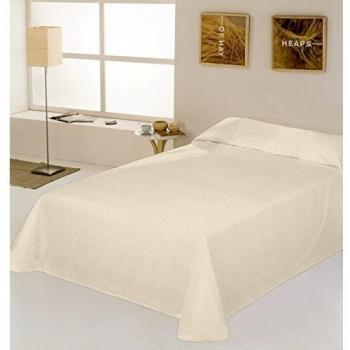 ES-TELA - Colcha/Cubrecama RÚSTICO LISOS color Crema - Cama de 105 cm. - Hilo tintado - 50% Algodón/50% Poliéster