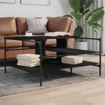 vidaXL Coffee Table Black 100x100x48.5 cm Engineered Wood