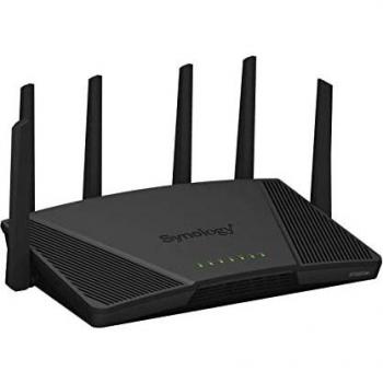 Synology RT6600ax WiFi 6 Tri-band Router (2.4GHz/5GHz/5GHz) with 1x WAN, 3x Gigabit Ethernet, and 1x 2.5GbE Ports, Supports