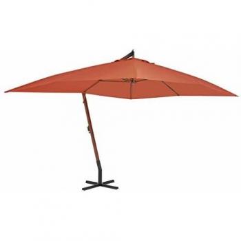 vidaXL Cantilever Garden Parasol with Wooden Pole 400x300 cm Terracotta