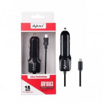 Cargador de coche micro USB 1A negro con cable espiral Avant