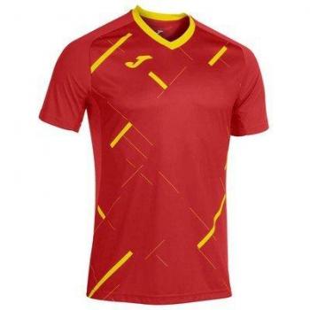 Joma Tiger III Short Sleeve Football T-Shirt Red Fluorescent Yellow