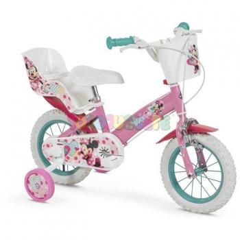 Bicicleta Infantil Minnie Mouse 12 Pulgadas Huffy Toimsa con Ruedines Decorativos