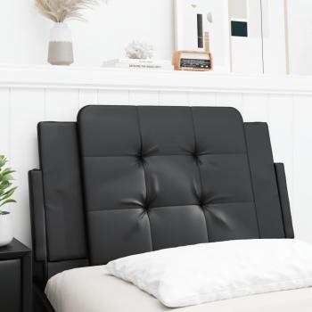 Cabecero de cama acolchado en cuero sintético negro 90 cm