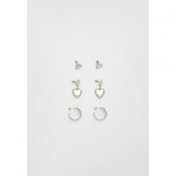 Heart-Shaped Grey Earrings Set OS