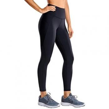 CRZ YOGA Mujer Compression Leggings Cintura Alta Deportivos Running Fitness Pantalon con Bolsillo-63cm