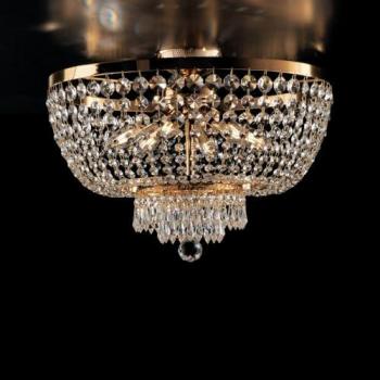 Lámpara de Techo Clásica Mozart de Hierro y Latón Dorado con 6 Luces E14 y Strass 50x h37 cm