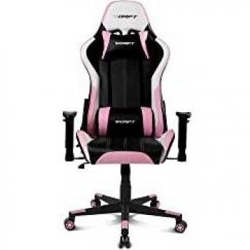 DRIFT GAMING DR175PINK- Silla Gaming Profesional, Polipiel, reposabrazos Ajustables 2D, Piston Clase 4, giratoria, Mecanismo de Mariposa, cojin Lumbar y Cervical, Negro/Blanco/Rosa