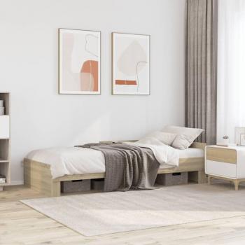 Cama de madera de ingeniería roble Sonoma 90x190 cm sin colchón