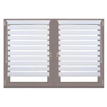 Set de 2 Estores Dobles sin Taladrar, Tela Poliéster, 110 x 150 cm, Color Blanco