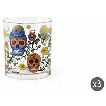 Excelsa Calavera - Juego de 3 vasos de agua, vidrio prensado