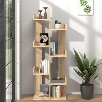 Estantería de madera de ingeniería 48x25,5x140 cm en color Blanco, Negro y Roble Sonoma - Mueble de Almacenaje para Oficina, Estudio, Sala de Estar y Dormitorio