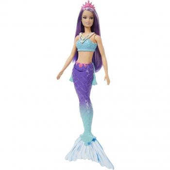 Barbie Dreamtopia Sirena Muñeca con Pelo Lila, Cola Ombré, Corona Rosa y Aletas Esculpidas (Mattel HGR10)