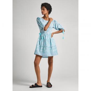 Pepe Jeans Margot Casual Short Dress Wave Blue XL - Cotton, Short Sleeve