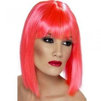 Smiffys Parrucca a caschetto con frangia Rosa Neon