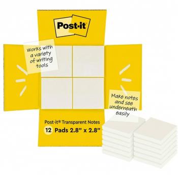 Notas Adhesivas Post-it 600-TRSPT-SIOC Transparente 12 Piezas 73 x 73 mm