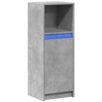Aparador con LED de madera ingeniería gris hormigón 38x34x100 cm, mueble de almacenaje y bufé