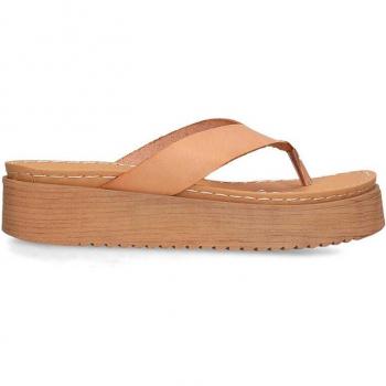 Sandalia De Piel Con Plataforma Para Mujer. Purapiel Mcdalena 80648 Beige