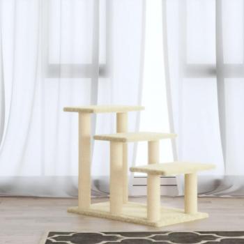 Rascador para gatos con postes de sisal crema 50.5 cm