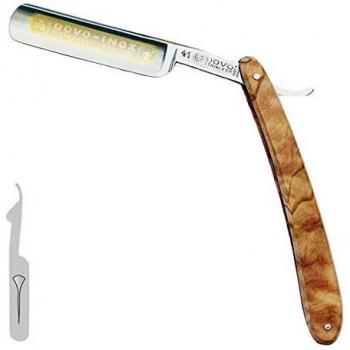 Navaja de Afeitar DOVO 5/8 Inoxidable con Cabeza Redonda y Mango de Madera de Olivo