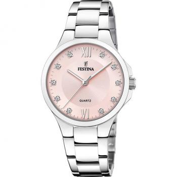 Reloj Festina Mademoiselle F20582/2 para Mujer, Analógico, Caja de Acero Inoxidable 316L Gris Plata, Esfera Rosa