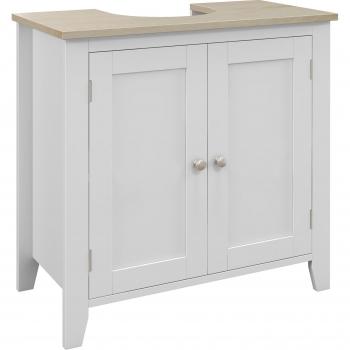 kleankin Armario para Debajo del Lavabo con 2 Puertas y Estante Ajustable Estilo Moderno 60x30x60 cm Blanco