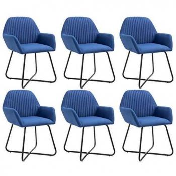 Blue Fabric Dining Chairs Set of 6