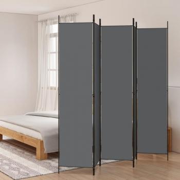 Biombo divisor de 5 paneles de tela gris antracita 250x220 cm