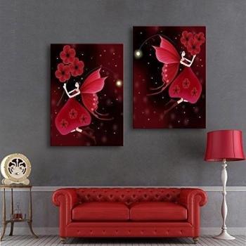 ZSH Pintura, LED decorativo 35 CM * 50 CM fibra óptica rojo Elf cuadros, marco de imagen, decoración del dormitorio sala de estar