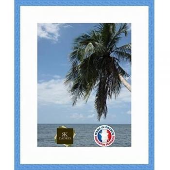 Marco de fotos pared 33 x 43/33 x 43 marco, cm de ancho, Marco en madera, madera, Bleu Marine-3, Passe-Partout Super Blanc