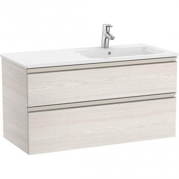Mueble de baño Roca The Gap con 2 cajones y lavabo a la derecha, color Fresno nórdico, medidas 1005 x 460 x 537 mm