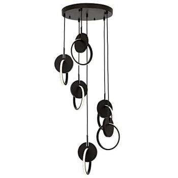 Lámpara de Techo Colgante WELLHOME Negra de Metal y Vidrio Plexi, E27, 120x40x40 cm, 6 x LED 3840Lm