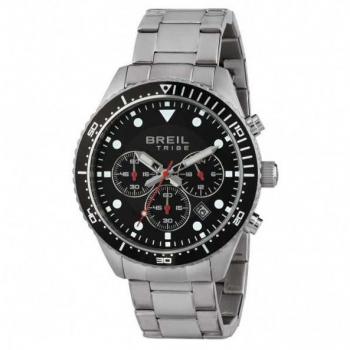 Reloj BREIL Hombre Saila Mono-Clock Exfera Cuarzo Negro Cronógrafo Movimiento y Plata Pulsera de Acero EW0582