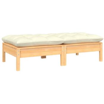 2-Seater Garden Sofa with Cream Cushions Solid Pine Wood