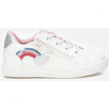 Zapatilla de niña XTI 150811 oro con cremallera, suela blanca, diseño de lona