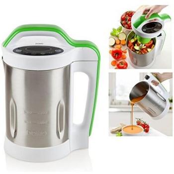 Domo DO499BL Cocedor de Sopa, 400 W, 1.7 litros, 20 Decibelios, Acero Inoxidable 18/8, Plateado, Blanco y Verde, 1000