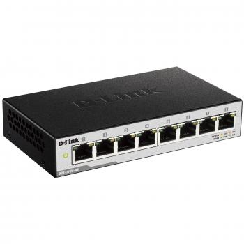 D-Link DGS-1100-08 8-Port Gigabit EasySmart Switch, Internet Splitter, Desktop/Rackmount, Fanless, Green Energy Saving, VLAN, IGMP Snooping - UK Model